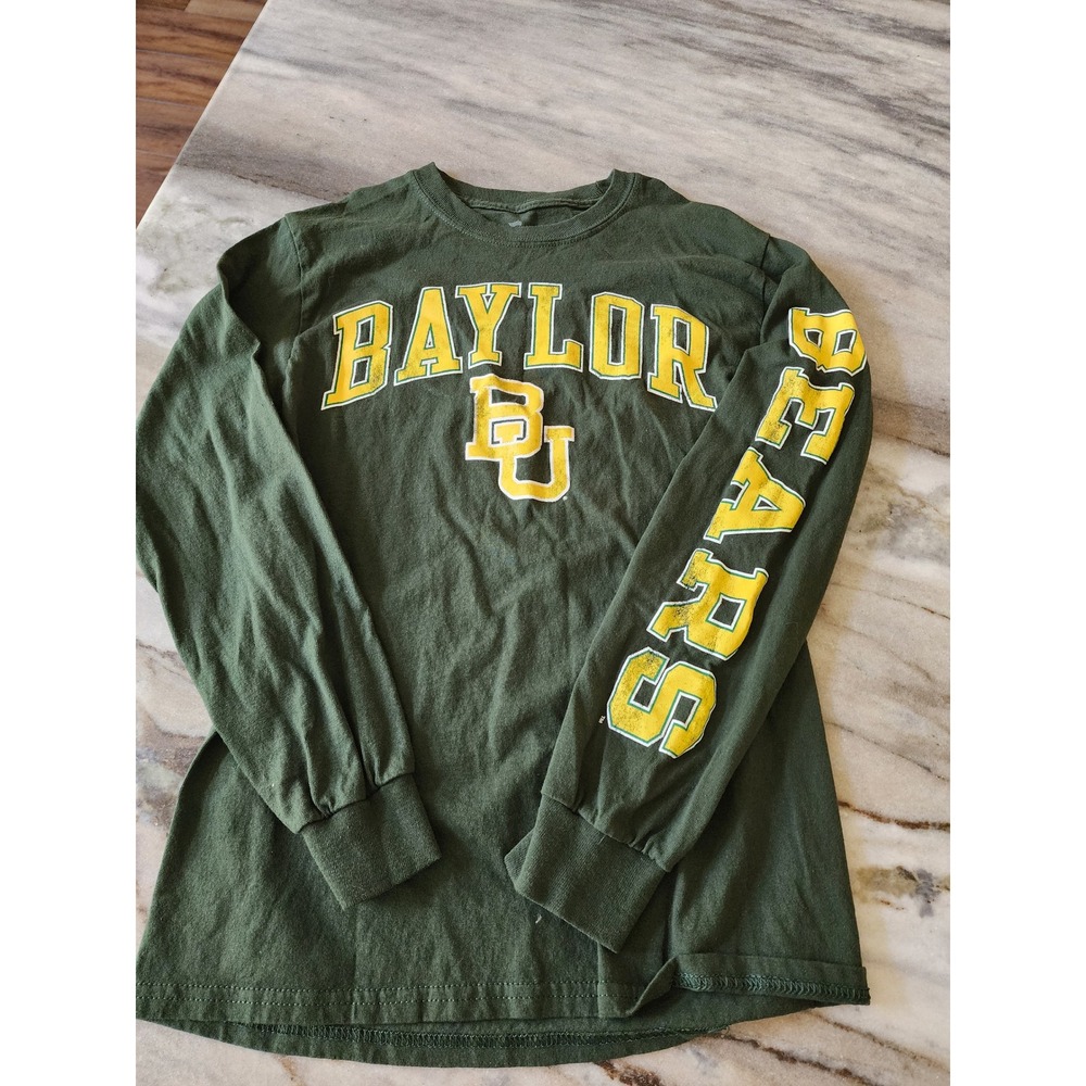 Fanatics Baylor Bears Long Sleeve Shirt Mens Small Green Distressed Graphic Tee